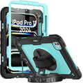 iPad Pro Case 11 Inch for Kids | iPad Pro 11 5th Generation Case with Screen Protector Pen Holder | Hybrid Shockproof Rugged Drop Protection Cover W/ 360° Kickstand Shoulder Strap | SkyBlue