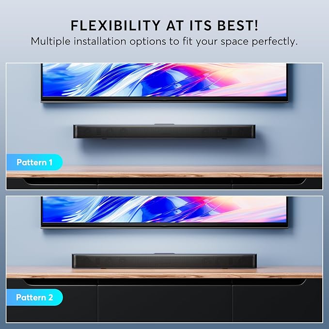 GEOYEAO Soundbar, 2.1 Speaker with Dolby Atmos, 190W Six Speakers 37 inch Sound Bars for TV, Bluetooth & HDMI-ARC Surround Sound System with HDMI-ARC/Optical/AUX/Bluetooth Connection