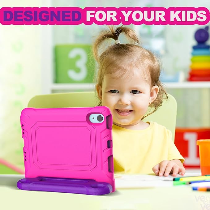 YIHE Kids Case for 8.3 inch iPad mini 7 (A17 Pro) 2024 & iPad mini 6 (A15) 2021, Shockproof Cases for iPad mini 7th/6th Generation with Built-in Screen Protector & Handle Stand, Pink&Purple