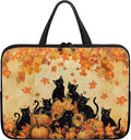 Cat Pumpkin Maple Leaf Laptop Sleeve, 10-17 Inch Portable Zipper Carrying Sleeve Case Bag Computer Tablet Handbag Case Thanksgiving Notebook Messenger Briefcase for Travel/Business