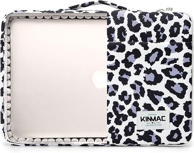 Kinmac 360 Degree Protective Laptop Sleeve Case Bag with Handle for MacBook Air 15 inch and 15 inch-15.6 inch HP Lenovo Dell ASUS Acer Notebook Computer (Leopard)