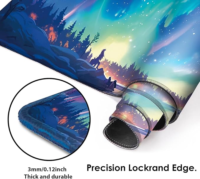 Galdas Mouse Pad for Gaming,Aurora Background Pattern XXL XL Large Mouse Mat Long Extended Mousepad Desk Mat Non-Slip Rubber Mice Pads Stitched Edges Thin (31.5 x 11.8 x 0.12 Inches)