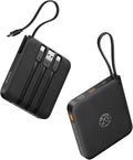 VRURC Portable Charger with Built-in Cable, 10000mAh 22.5W Fast Charging USB C Battery Pack, Cell Phone Power Bank for iPhone 17 16 15 Series Android Tablet (Black)