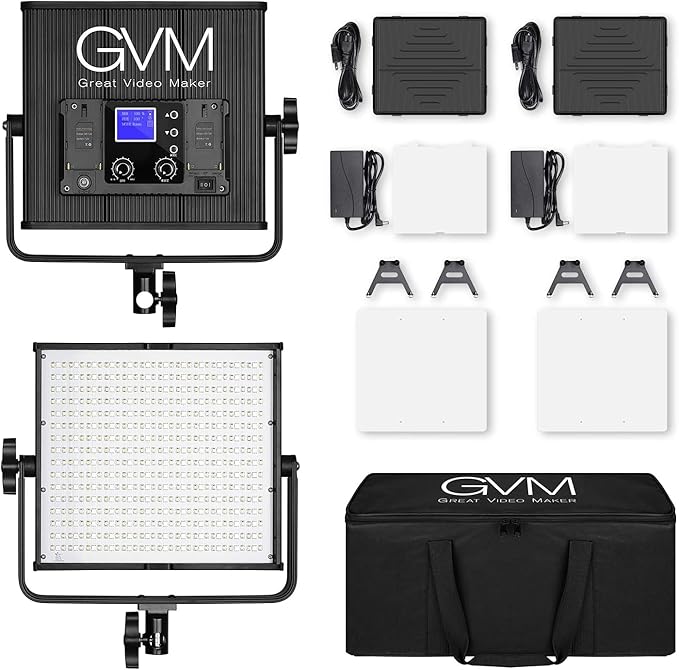 GVM 50RS RGB LED Video Light, 50W Video Lighting Kit with APP Control, 360°Full Color Led Panel Light for Gaming, Streaming, Youtube, Webex, Broadcasting, Web Conference, Aluminum Alloy Shell, CRI 97