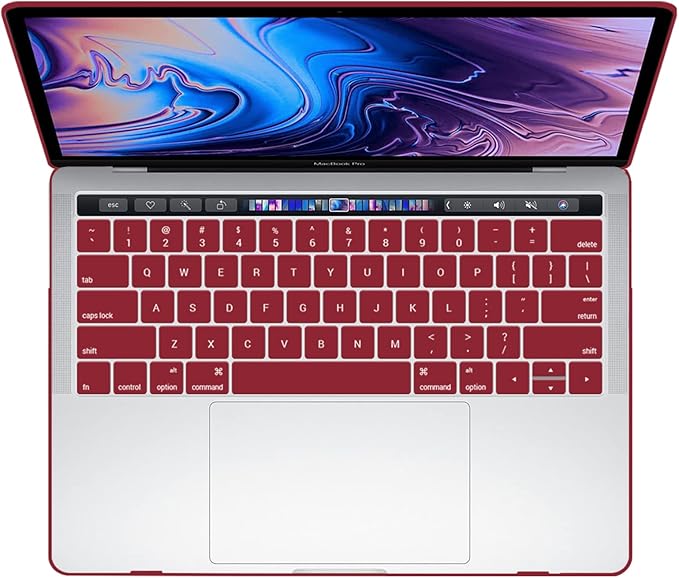 IBENZER Compatible with MacBook Pro 15 Inch Case A1990 A1707, Hard Shell Case with Keyboard Cover & Type C Adapter for Mac Pro 15 Touch Bar, Wine Red, T15-WR+1TC A