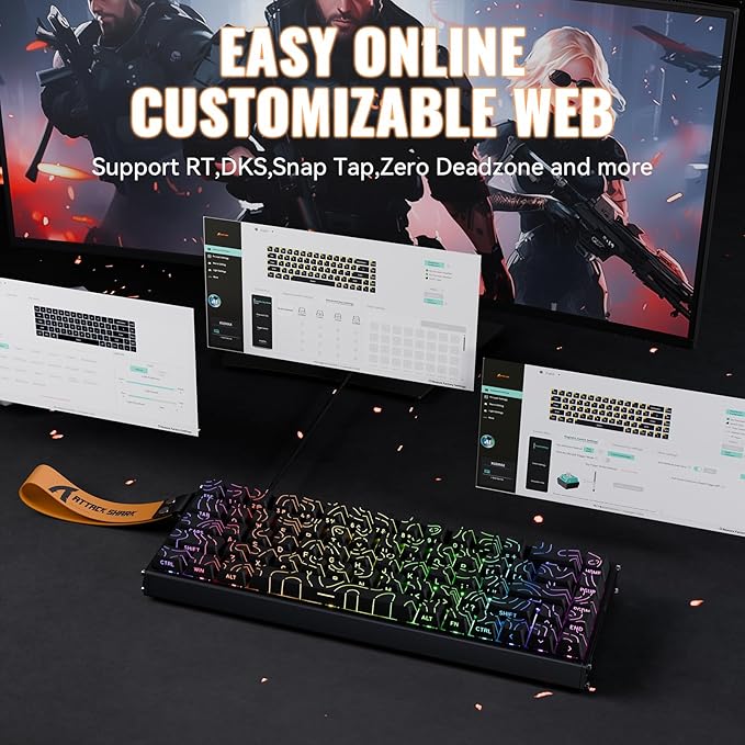 ATTACK SHARK X68MAX HE Wired Rapid Trigger Mechanical Creamy TKL RGB Gaming Keyboard with Full Aluminum CNC,8K Polling,0.005mm Accuracy,Hall Effect Magnetic Switch,NKRO,Driver for PC(Black Contour)