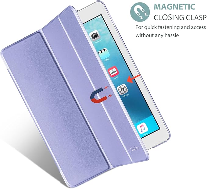 ProCase Smart Case for iPad Pro 9.7 Inch 2016, Ultra Slim Lightweight Stand Smart Case Shell with Translucent Frosted Back Cover for iPad Pro 9.7 Inch (A1673 A1674 A1675) -Lightpurple