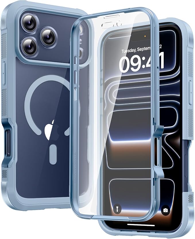 Diaclara Magnetic Designed for iPhone 17 Pro Case 6.3 Inch Full Body Bumper,[Compatible with MagSafe] Military Drop Proof Cover with Built-in Touch Sensitive Anti-Scratch Screen Protector, Blue