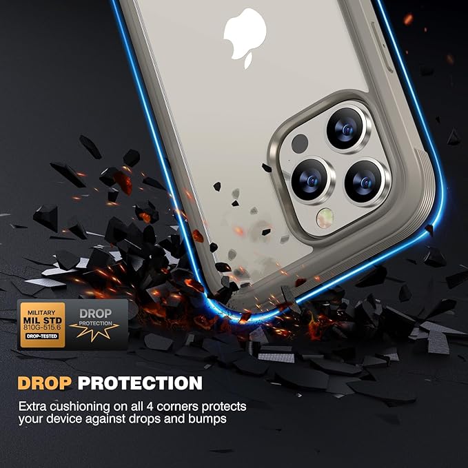 Diaclara Designed for iPhone 15 Pro Case, [Military-Grade Drop Proof] Full-Body Bump Case with Built-in Shockproof Screen Protector, [Camera Lens Protector] for iPhone 15 Pro 6.1"(Natural Titanium)