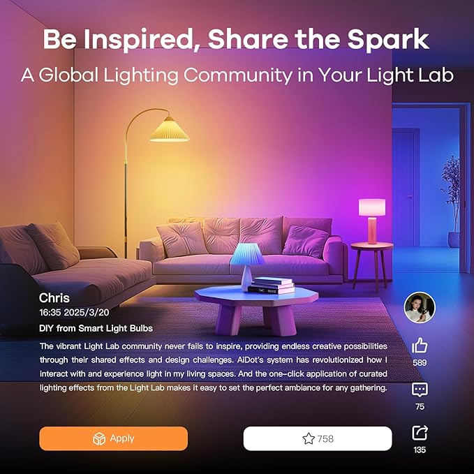 OREiN Matter Smart Light Bulb, Smart Light Bulbs Work with Apple Home, Alexa, Google Home, SmartThings, A19 Color Changing Light Bulbs 2.4Ghz WiFi, 800 Lumens Equivalent 60W 4Pack (Pack of 2)