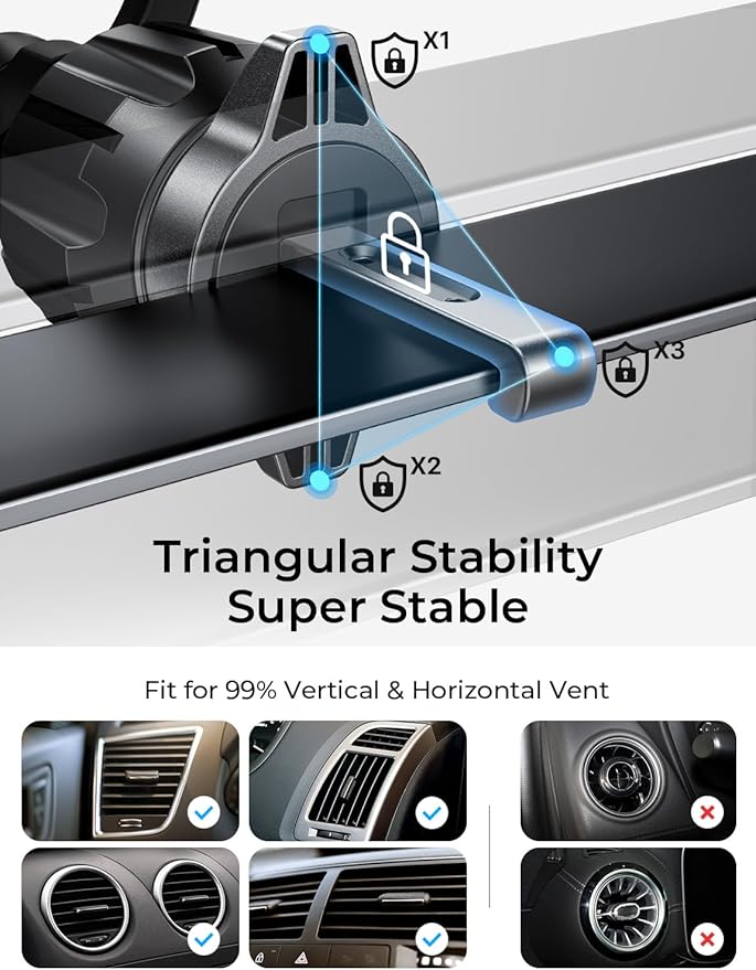 LISEN for MagSafe Car Mount [2026 Strong Magnets] Magnetic Phone Holder for Your Car [Vent&Dash] Magnet Cell Phone Holder Mount Cradle Car Accessories Kits for Men Women Purple