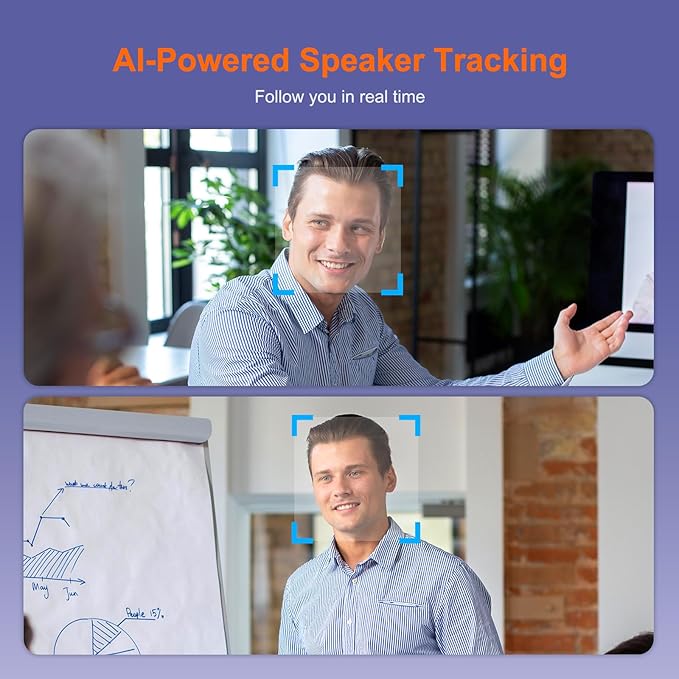 4K Video Conference Room Camera System with Remote Control, AI Auto Framing&Focus, Speaking Tracking, Digital Zoom, Webcam with Microphone and Speaker for Windows TV/PC/Laptop/Zoom/Teams/Skype