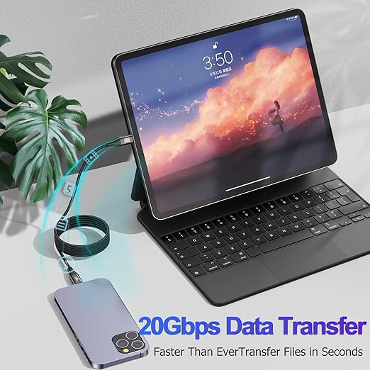 USB C Portable Monitor Cable 6FT 2-Pack, USB 3.2 Gen 2x2 Cable Support Data Transfer 20Gbps, Fast Charging 100W, 5K,4K@144Hz Video for VR,Phone,Laptop,iPad, ARZOPA,KYY,Protable Monitor,Docking Station