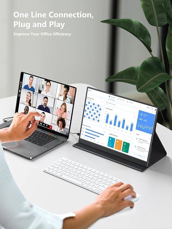 Portable Monitor, 14 inch 3:2 QHD IPS Laptop Display, Dual USB C HDMI Laptop Screen Extender, 2160 * 1440P Gaming Display with 2 Speakers, Travel Monitor for Laptop PS4/5 PC Phone Xbox Switch