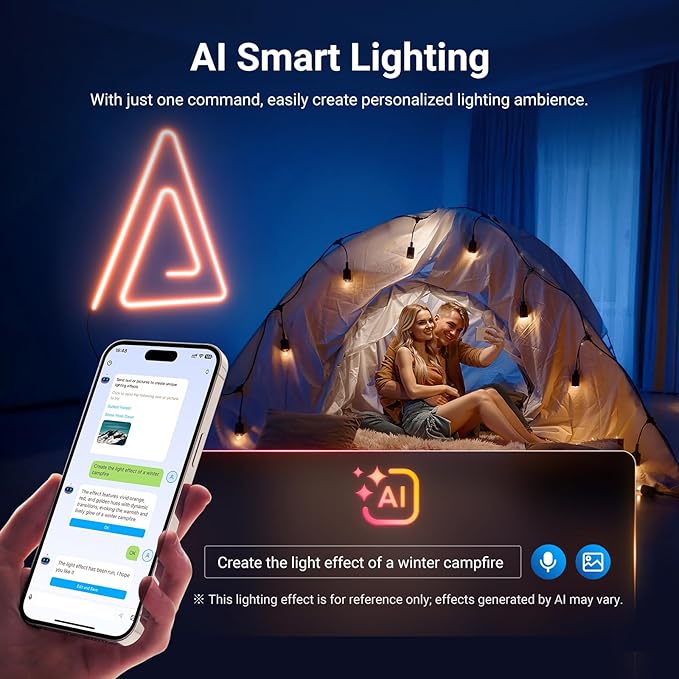 NEEWER 16.4ft/5m LED Strip Lights, Smart AI RGB Flexible Cuttable Neon Rope Light with App Control, Bedroom Gaming Room Indoor Home Classroom Wall Decor, Compatible with Google Assistant Alexa, NS02