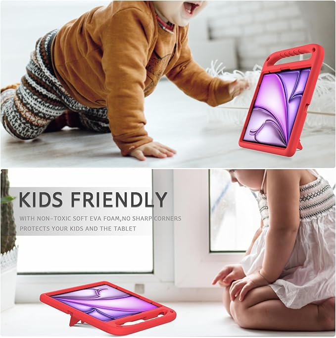ATOOZ Kids Case for iPad air 13 inch 2024 2025 2026 (M2 M3 M4) / iPad Pro 13 inch (M4 M5), Cover with Shockproof Handle Stand for iPad Pro 13 7th /8th Gen 13" Tablet (Red)