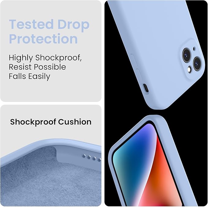 FireNova Designed for iPhone 13 Case, Silicone Upgraded [Camera Protection] Phone Case, Soft Anti-Scratch Microfiber Lining Inside, 6.1 inch, Light Blue