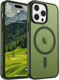 SUPFINE Magnetic for iPhone 14 Pro Max Case (Compatible with MagSafe) (Military Grade Drop Protection) Translucent Matte Shockproof Phone Case,Cangling Green