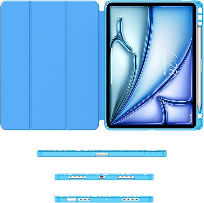 Soke Case for New iPad Air 11 Inch (M4/M3/M2, 2026-2024), iPad Air 5th/4th Generation 10.9 Inch (2020-2022) with Pencil Holder, Soft TPU Back Cover & Auto Sleep/Wake, Book Blue