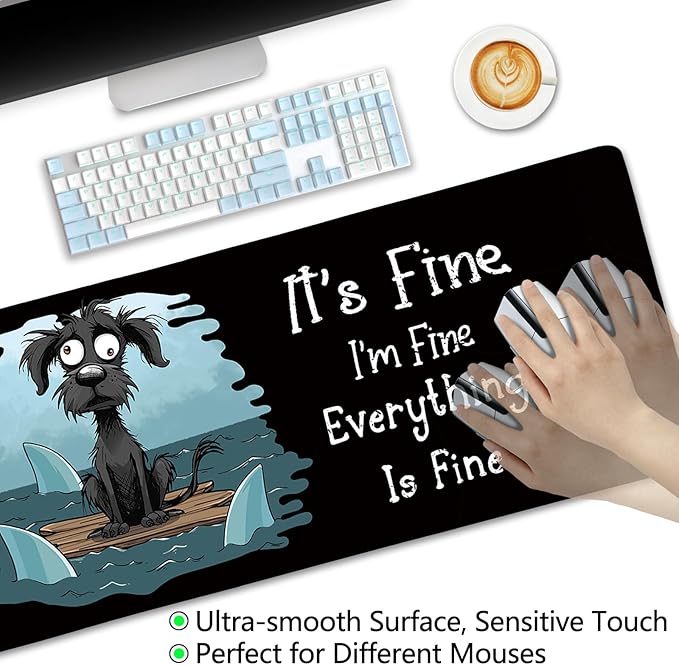 LIMKRIAN Funny Dog Mouse Pad Large Desk Mat, Extra Large Gaming Computer Mousepad with Stitched Edges Non-Slip, It's Fine Keyboard Mouse Pad for Desktop Cute Home Office Desk Accessories 31.5in