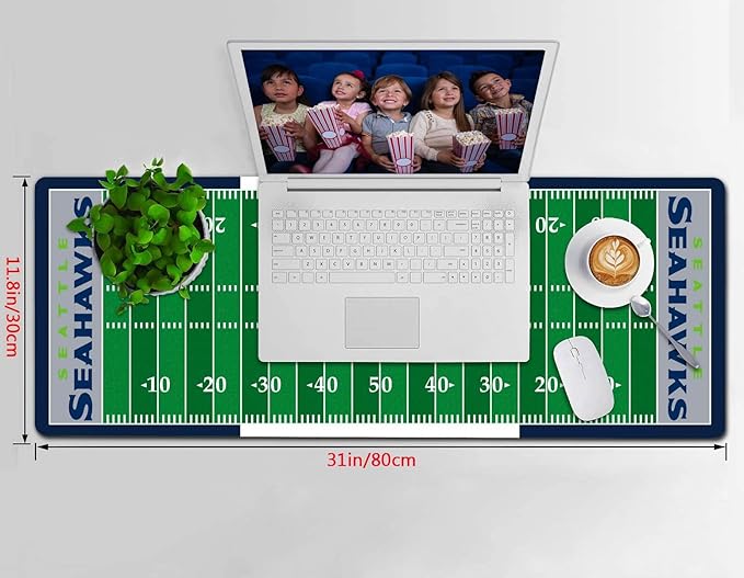 Large Gaming Mouse Pad, Mousepad with Non-Slip Rubber Base for Laptop Computer Desktop Keyboard,Football Fans Boy Husband Gift Blue Design Mat
