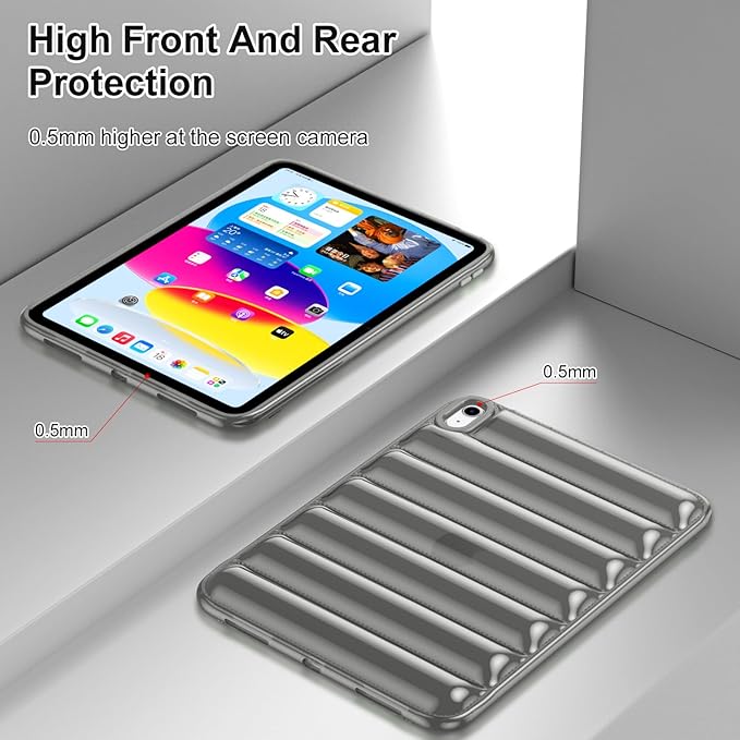 for iPad (A16) 11th Generation Case 11 inch 2025/iPad 10th Generation 10.9 inch (2022) Shockproof Soft TPU Back Cover Silicone Bumper Anti-Yellowing Lightweight Protective Clear Shell, Gray