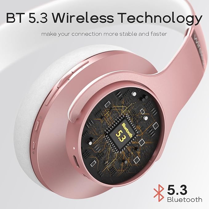 DOQAUS Bluetooth Headphones Over Ear, 90H Playtime, 3 EQ Modes, HiFi Audio, ENC Mic, Reinforced Durable Frame & Soft Earpads for Extended Wear, Phone, PC, Travel