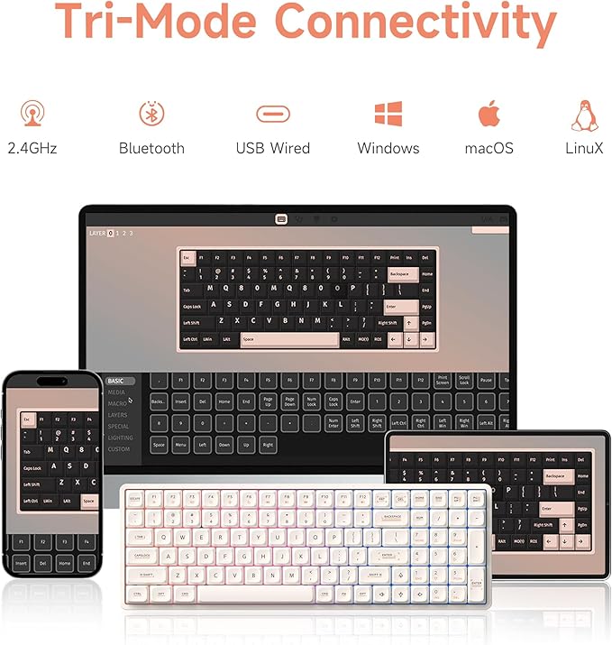 IQUNIX Magi96 Low Profile Keyboard Wireless Creamy Keyboard with Number Pad, Hot-Swappable, RGB Backlit, Full Aluminum, VIA Customizable for Mac/Windows/Linux(White)