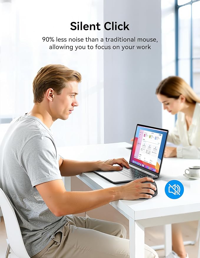 TECKNET Ergonomic Mouse, Wireless Bluetooth Vertical Mouse (BT5.3/3.0 & 2.4G) Rechargeable 4800 DPI Optical Mouse with 6 Adjustable DPI, Quiet Clicks, USB A Receiver, 6 Buttons - Wide Compatibility