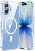 Anti-Yellowing Strong Magnetic for iPhone 17 Case, [Compatible with MagSafe] [12FT Military Grade Drop] Slim Thin iPhone Cover 6.3 Inch, Clear Glitter
