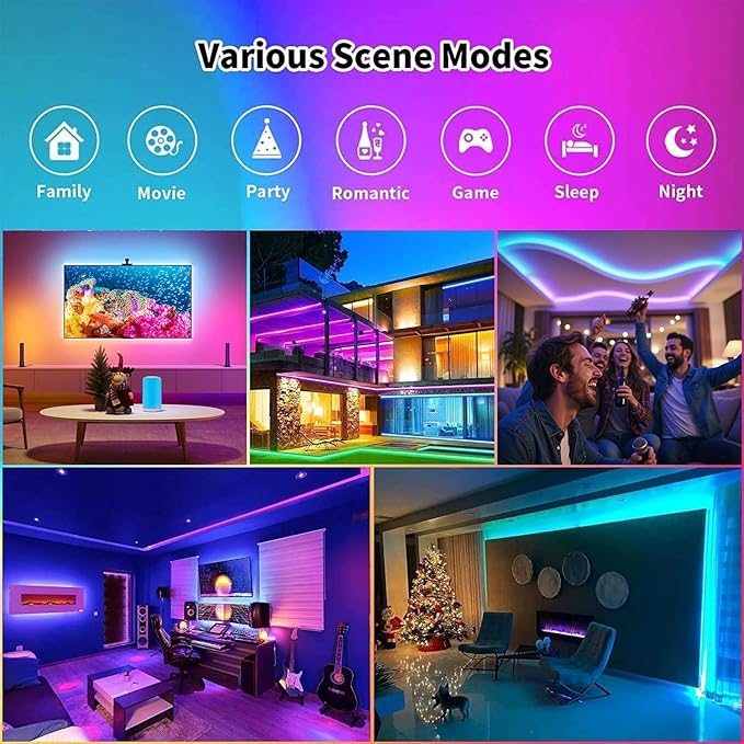 CHARKEE LED Lights for Bedroom 100 ft, Color Changing LED Strip Lights with 44-Key Remote, 24 Volt RGB SMD2835 Tape Lights for Bedroom, Room Decor, Indoor, IG, TikTok, DIY(44key Remote)