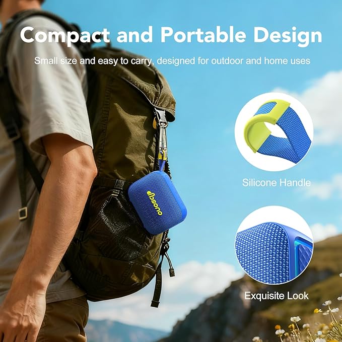 Portable Bluetooth Speaker Waterproof Gift: IPX5 HD Sound Up to 24H Playtime, TWS Pairing, Wireless Speakers with Lights, Mom Gifts, Outdoor|Travel| Camping|Pool|Beach Essentials Accessories-Blue