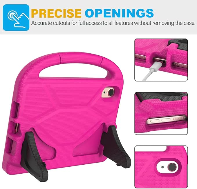 SUPLIK Kids Case for iPad mini 7 (A17 Pro) 2024 & iPad mini 6 (A15) 2021, 8.3-inch iPad mini 6th/7th Generation Case with Screen Protector, Durable Shockproof Kids Cover with Handle Stand, Pink