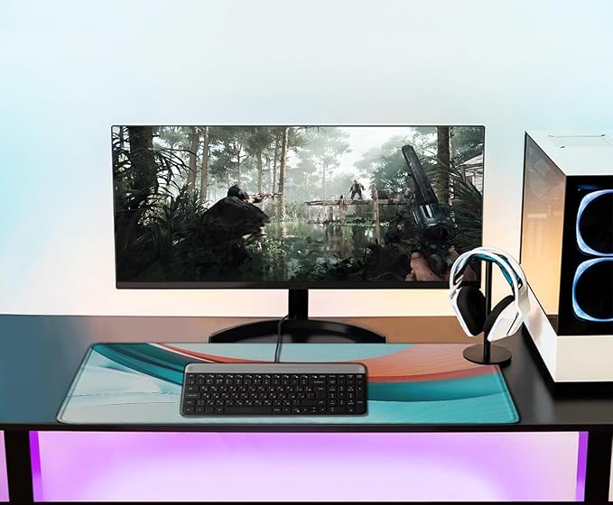 Extra Large Gaming Mouse Pad 31.5 x 11.8 in, Waterproof Mousepad with Stitched Edges, Premium Microfiber Cloth Surface, Non-Slip Base Keyboard Desk Mat for Home Office Gaming, Desktop Blue Red