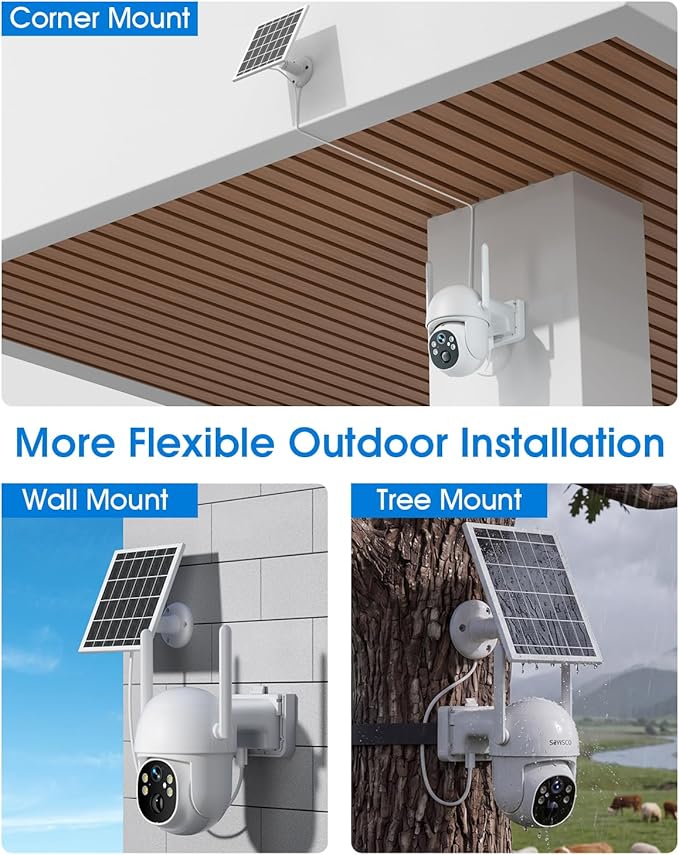 SANSCO 4G LTE Cellular Solar Security Camera Wireless Outdoor, Lifetime Free Unlimited Data, NO WiFi 2K Color Night Vision, PTZ 360 View, 2 Way Audio, Motion Detection, Built-in SIM Card, 64G TF Card