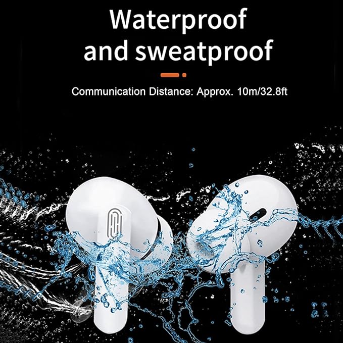 Sanpyl Y113 Bluetooth 5.3 Wireless Earbuds, 3H Playtime IPX5 Sweatproof Headphones, Comfort Fit Secure Ear Grip for Gym Running Travel, Includes 114-Language Translation Support, White