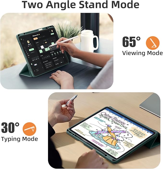 Compatible with iPad Pro 13 Inch Case M5 2025/ M4 2024, Soft TPU Back Cover for iPad 13 Pro Case, with Pencil Pro & (USB-C) Holder, Trifold Stand, Auto Wake/Sleep, Pine Green