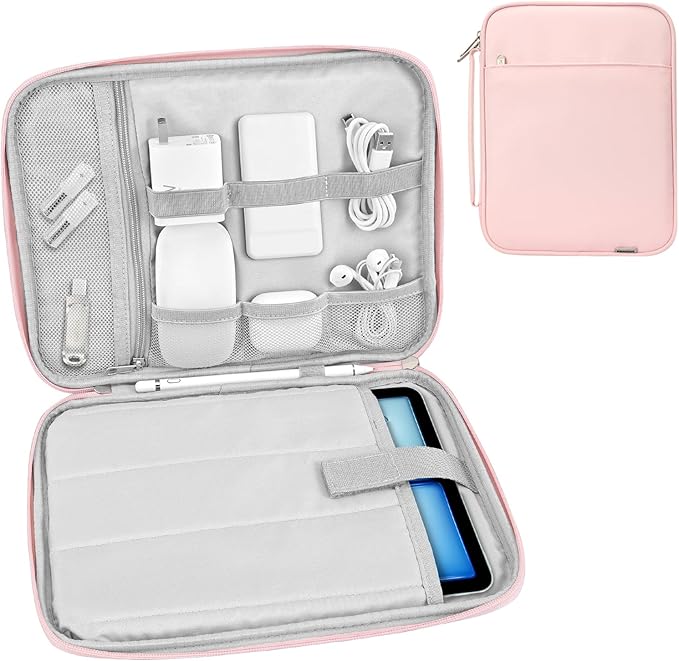 Dadanism 9-11 Inch Tablet Sleeve Padded Carrying Case with Handle, Protective Travel Bag for iPad A16 11" 2025, iPad Air M4/Pro M5 11", iPad 10th Gen 10.9", iPad 10.2", Galaxy Tab A11+ 11", Pink