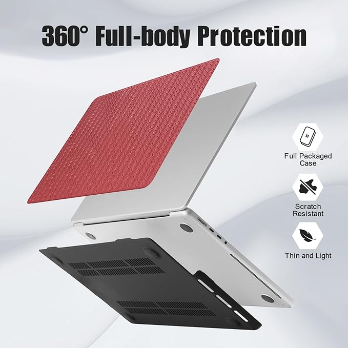DTangLsm for MacBook Pro 13 inch Case 2026-2016 M2 M1 A2338 A2289 A2251 A2159 A1989 A1706 A1708, Woven Textured Leather Hard Cover for MacBook Pro 13 Case + Keyboard Cover, Has Logo Cutout, Burgandy