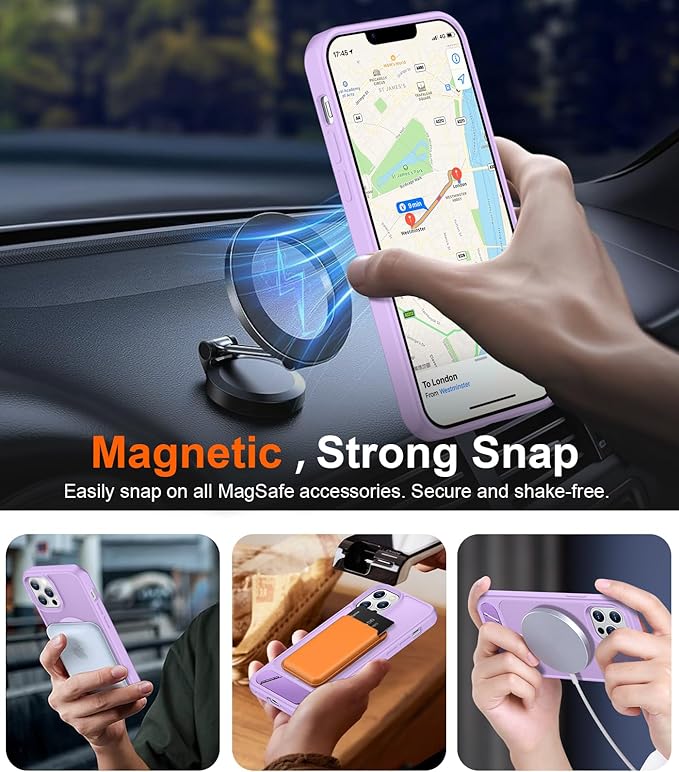 Magnetic Compatible with iPhone 12 Pro Max Case, [Built-in Invisible Kickstand][Compatible with MagSafe][Military Grade Shockproof] Slim Translucent Matte Phone Case for iPhone 12 Pro Max 6.7"