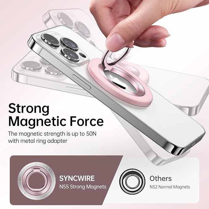 SYNCWIRE Magnetic Phone Ring Holder for MagSafe [2 Pack] - Magnet Cell Phone Grip Stand Finger Ring Kickstand Two-Sided Magnetic Compatible with iPhone 17 Pro Max 16 15 14 13 12 MagSafe Accessories