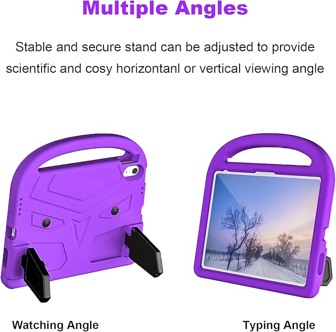 Dteck for iPad 10th Generation Case Kids 10.9 Inch 2022, Durable Lightweight Shockproof Protective Handle Stand EVA Foam Boys Girls Kids Proof Case for iPad 10th Generation 10.9 Inch 2022,Purple