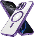 Hython Magnetic Clear for iPhone 16 Pro Case with Camera Lens Protector [Compatible with MagSafe] Luxury Plating Edge Slim Soft TPU Cover Protective Phone Case for iPhone 16 Pro 6.3", Matte Purple