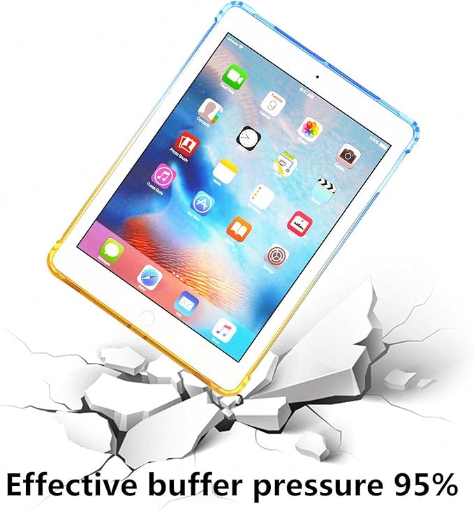 Translucent Frosted TPU Back Case for Apple iPad Air 3 (3rd Gen) 10.5" 2019 and iPad Pro 10.5" (2017) Gradient Color Impact Resistant Corner Protection Shockproof Cover, Blue & Yellow
