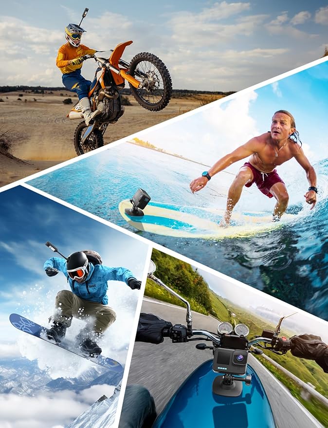 Flexible Adhesive Mount Compatible for Insta360 Helmet Mount X5 X4 X3 Ace Pro for Go Pro Hero Action Camera Base Kit for DJI Osmo Action Sports Camera Accessories Camera Mounts and Supports
