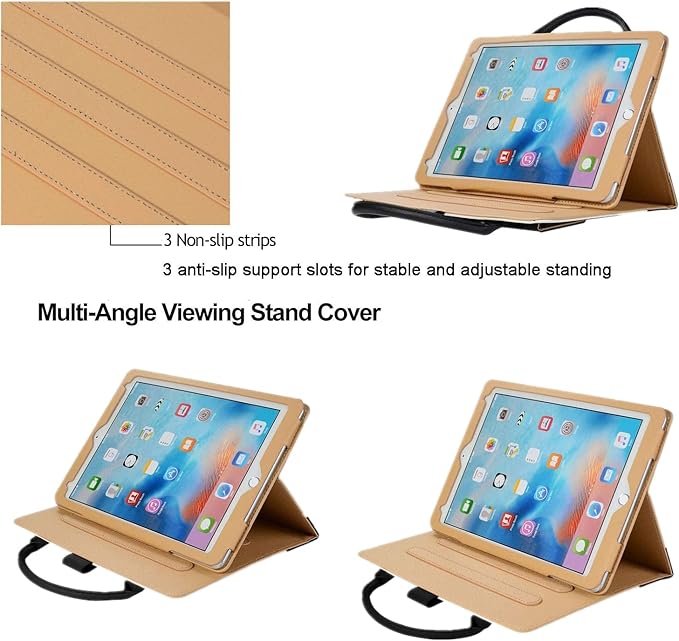 Cute Case for iPad 9th Generation 2021 / iPad 8th 7th Gen/iPad 10.2 Inch, Slim Handbag Leather Protective Cover with Stand Hand Strap Pocket for Girls Woman Kids for iPad 9 8 7,Black