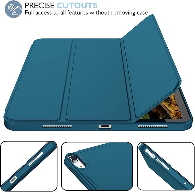 iMieet iPad Air 11 Inch Case M4/M3/M2(2026/2025/2024), iPad Air 5th/4th Generation Case 2022/2020 10.9 Inch with Pencil Holder,Trifold Stand Smart Case with Soft TPU Back(Emerald)
