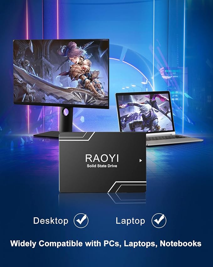 RAOYI 1TB Internal SSD SATA III 6Gb/s 2.5” Solid State Drive 3D NAND Flash Advanced SSD Hard Drive Up to 550MB/s SATA 3 SSD Upgrade Performance for PC Laptop