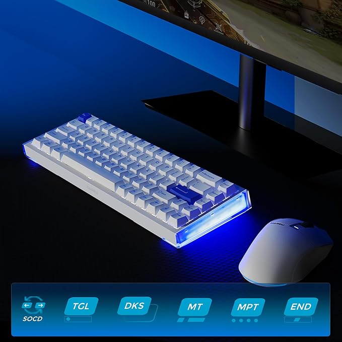 DAREU COOL68 60% Wired Gaming Keyboard, Rapid Trigger Magnetic Switch Keyboard with 8000Hz Polling Rate, Adjustable Actuation, 0.1ms Latency, SOCD, Gasket Mount, Hot swappable, RGB Light