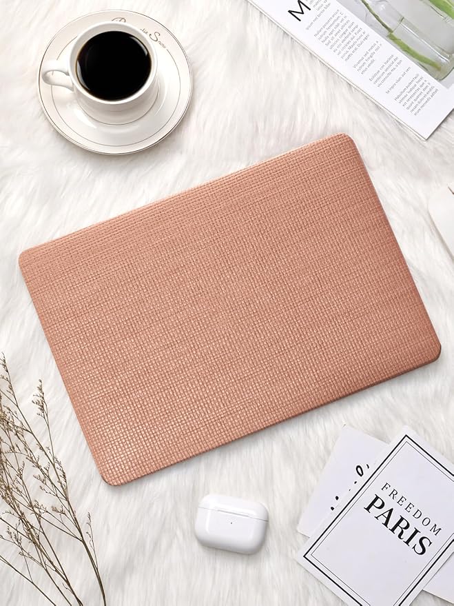 Seorsok Compatible with MacBook Air 13 Inch Case2022 2021 2020 2019 2018 Release A1932 A2179 M1 A2337,Elegant Leather Plastic Hard Shell Case with Transparent Keyboard Cover,Reddish No Logo Cutout